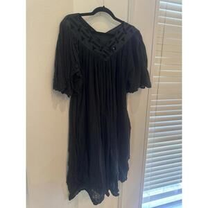 Vintage Maxi Dress Whimsigoth Milkmaid Witchy One Size Boho Black